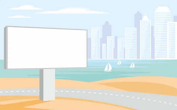Billboard a pobřežní město — Stockový vektor
