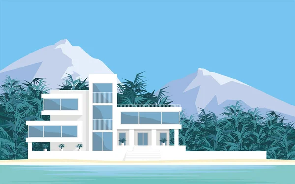 Die Villa am Strand — Stockvektor