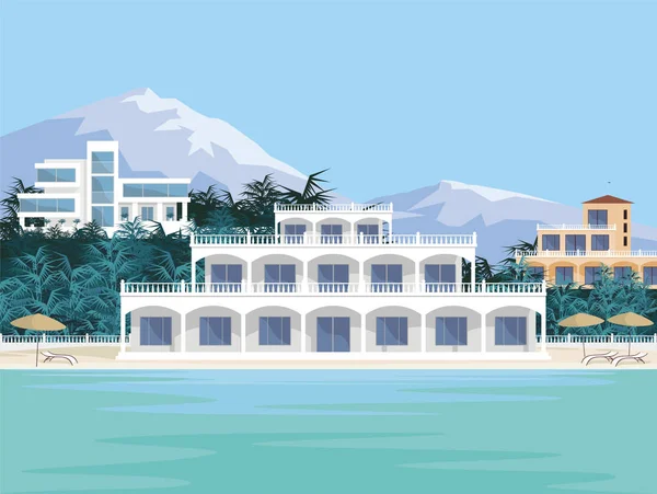 Villas sur la plage — Image vectorielle