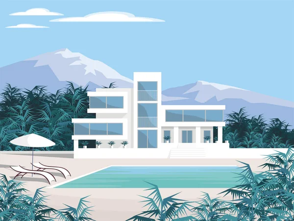 Belle villa dans les montagnes — Image vectorielle