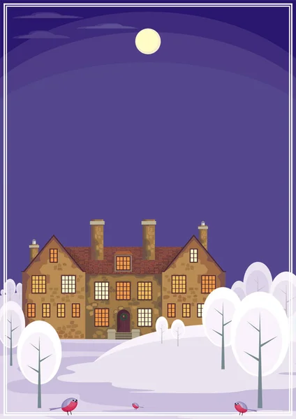 Noche de invierno paisaje — Vector de stock