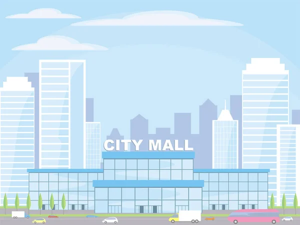 Centro comercial en la gran ciudad — Vector de stock