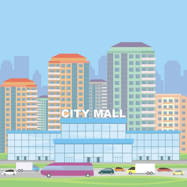 Shopping e cidade grande —  Vetores de Stock