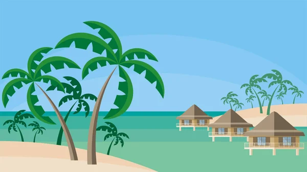 Бунгало и пальмы — стоковый вектор
