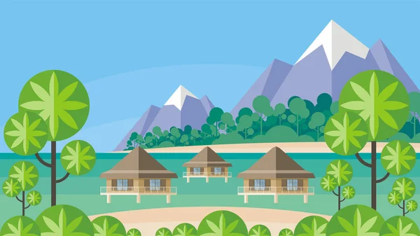 Bungalows and mountains — Stock Vector