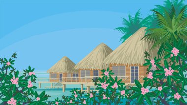 bungalovlar ve çiçekler