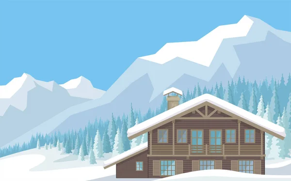 Chalet in the mountains — Stock Vector