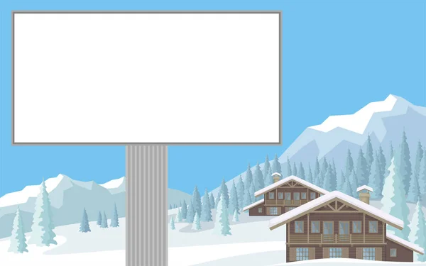 Panneau d'affichage et montagnes — Image vectorielle