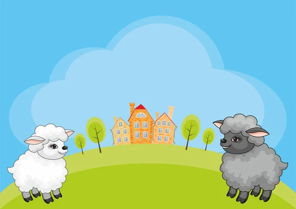 Αστεία πρόβατα διάνυσμα φόντο — Διανυσματικό Αρχείο