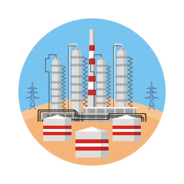 Refinery and tanks — Stock Vector