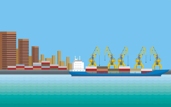 Porto marítimo comercial — Vetor de Stock
