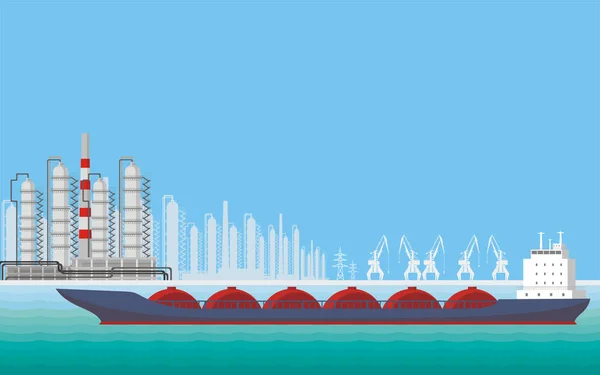 Petroleiro e refinaria marítima — Vetor de Stock