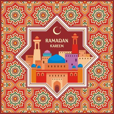 Ramadan greeting card red clipart