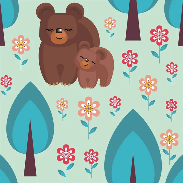 Bears in the woods — Stock Vector