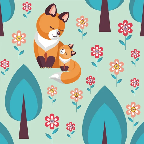 Fox in the woods — Stock Vector