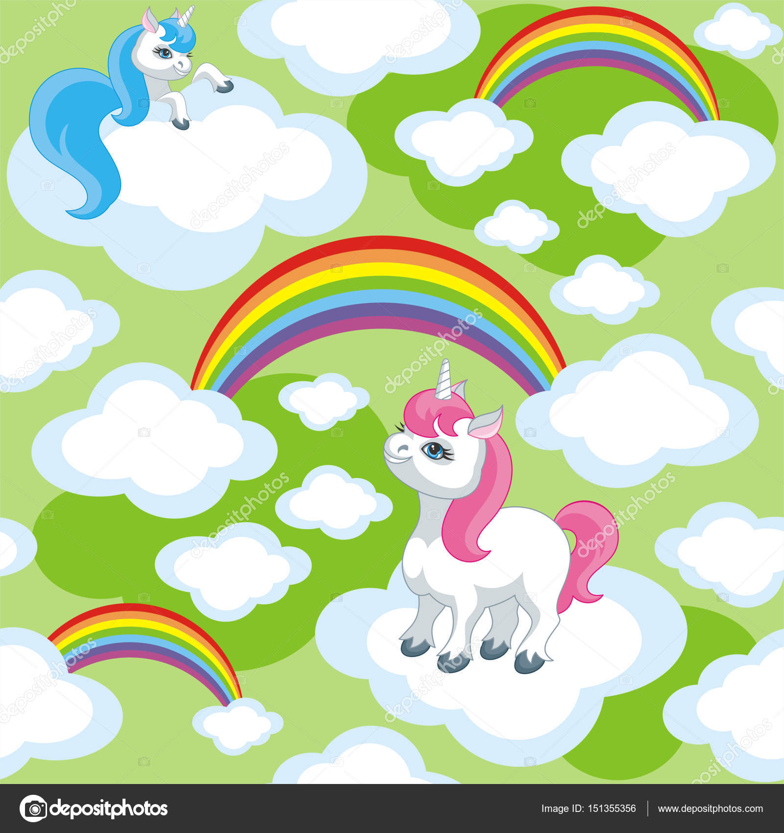 Reticolo senza giunte dei bambini di fata con l immagine di unicorni carino Sfondo colorato vettoriale — Vettoriali di belova8516 yandex