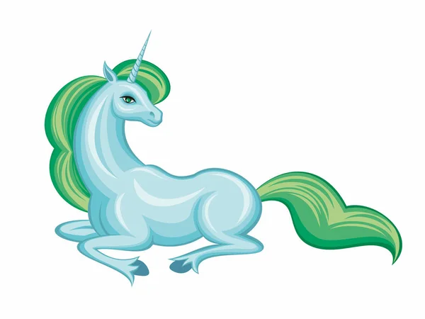 Unicorn hijau yang indah - Stok Vektor