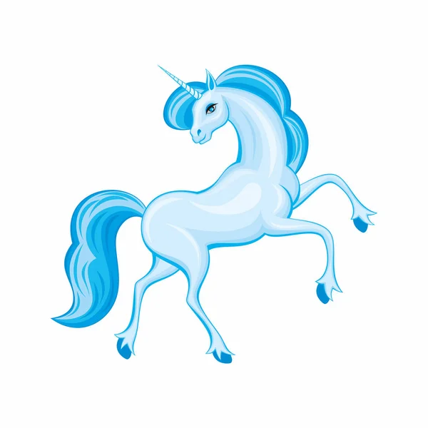 Unicorn biru yang indah - Stok Vektor