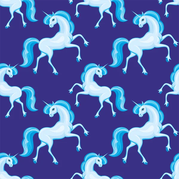 Pola unicorn biru - Stok Vektor