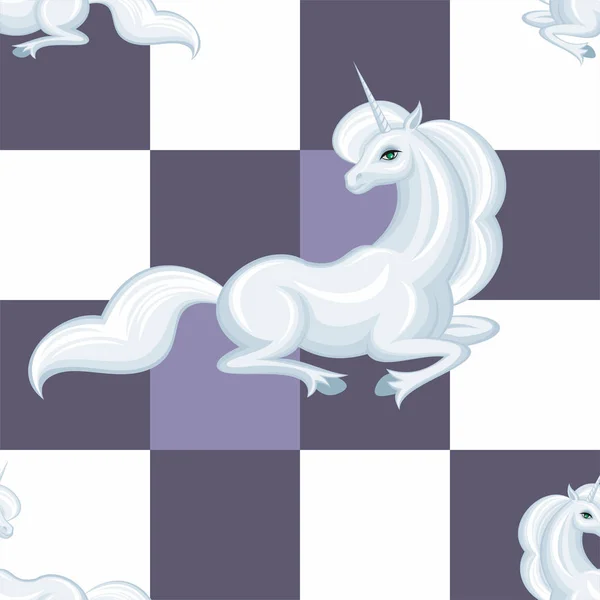 Putih unicorn pola mulus - Stok Vektor