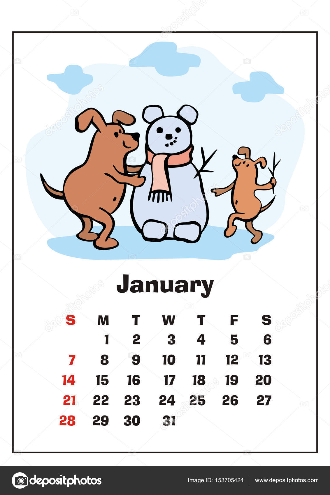 january 2018 calendar clipart