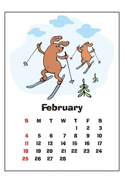 February 2018 calendar — Stock Vector