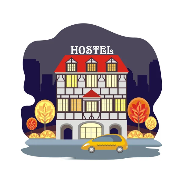 Hostel in a European city — Stock Vector