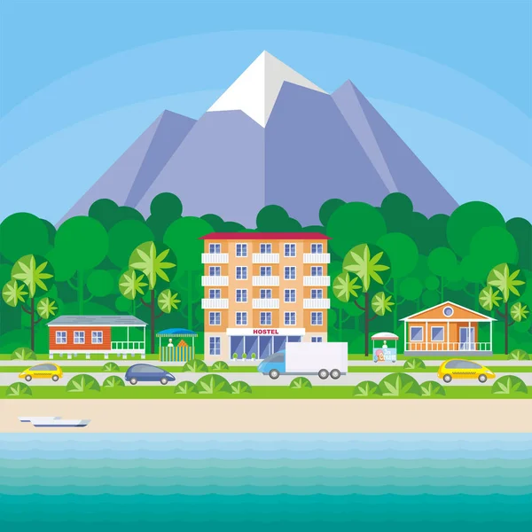 Hostel und Strandhäuser — Stockvektor