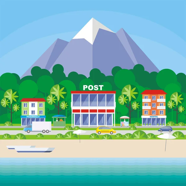 Resort cidade pequena — Vetor de Stock
