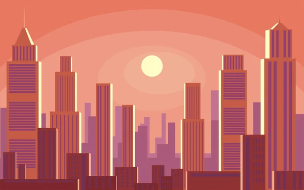 Sunrise in the big city — Stock Vector