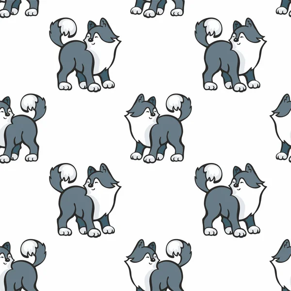 Glada husky hund mönster — Stock vektor