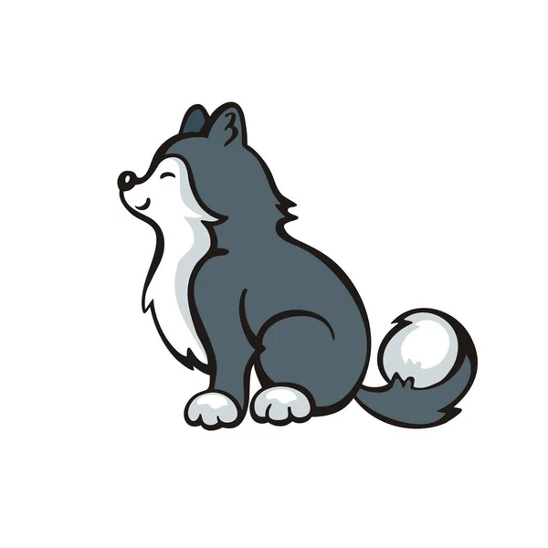 Perro husky se sienta — Vector de stock