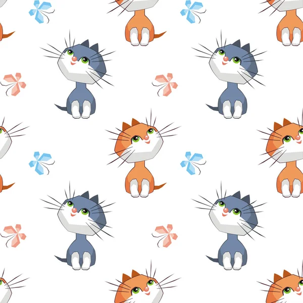 Motif papillons et chats — Image vectorielle