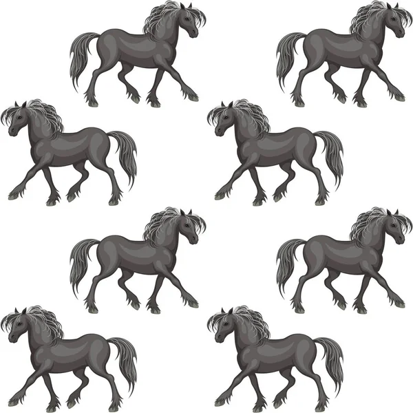Kuda hitam mulus berceloteh - Stok Vektor