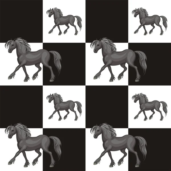 Black horse pattern — Stock Vector