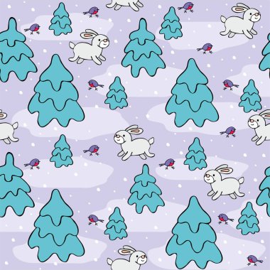 tavşan ve kuş desen