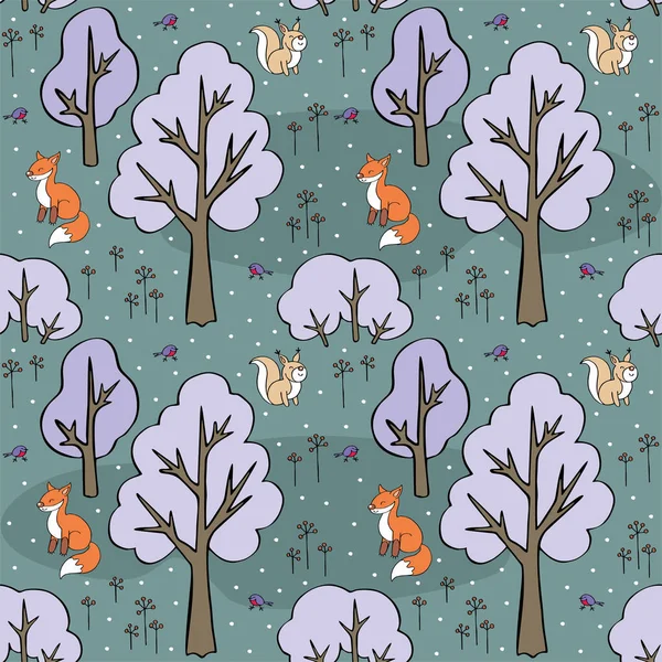 Woodland Animals motif sans couture — Image vectorielle