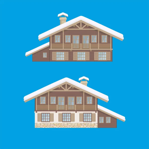 Log huizen set — Stockvector