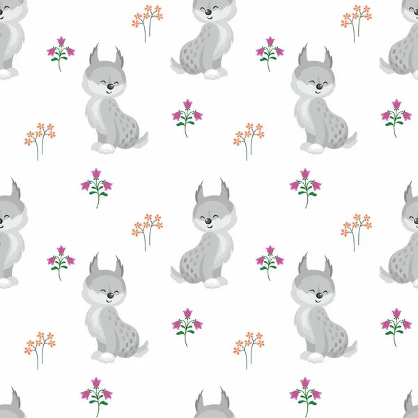 Lynx χαριτωμένο μοτίβο — Διανυσματικό Αρχείο