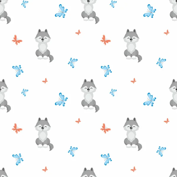 Χαριτωμένο λύκος μοτίβο — Διανυσματικό Αρχείο