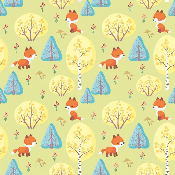 Cute fox pattern — Stock Vector