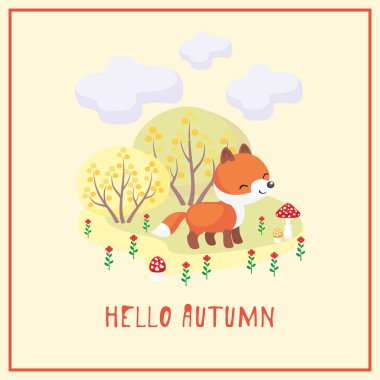 Fox ve sonbahar orman