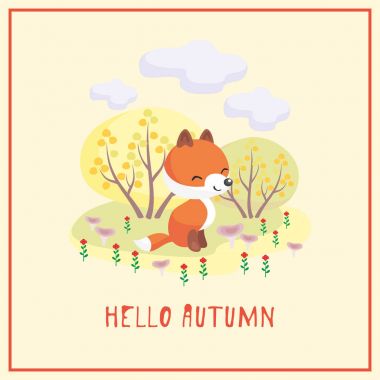 Fox ve sonbahar ağaçlar