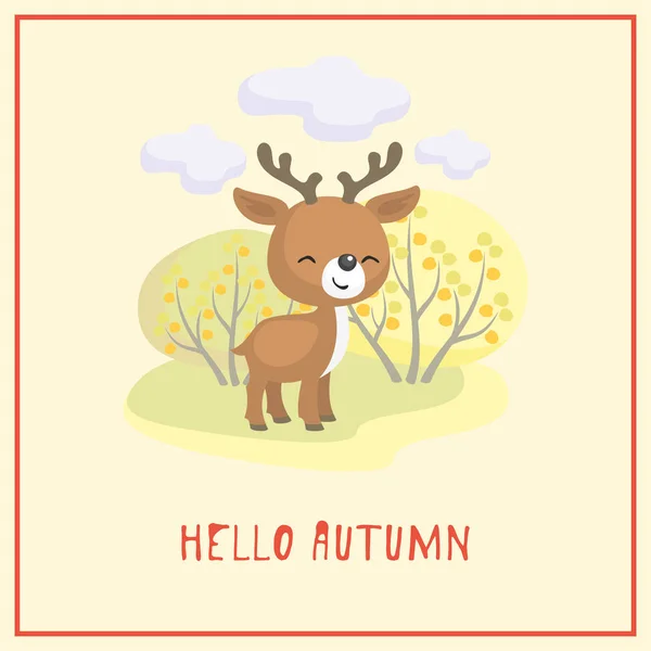 Cervos e floresta de outono — Vetor de Stock