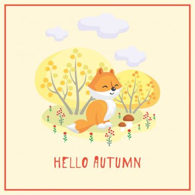 Fox ve sonbahar ağaçlar