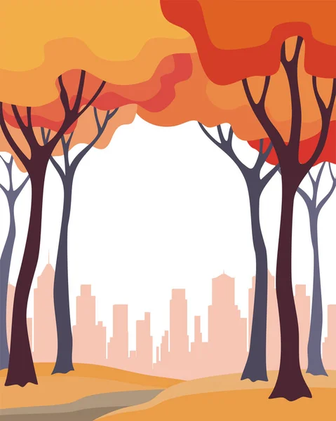 Őszi fák, és a város — Stock Vector