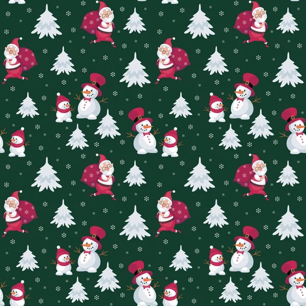 산타 클로스와 눈사람 — 스톡 벡터