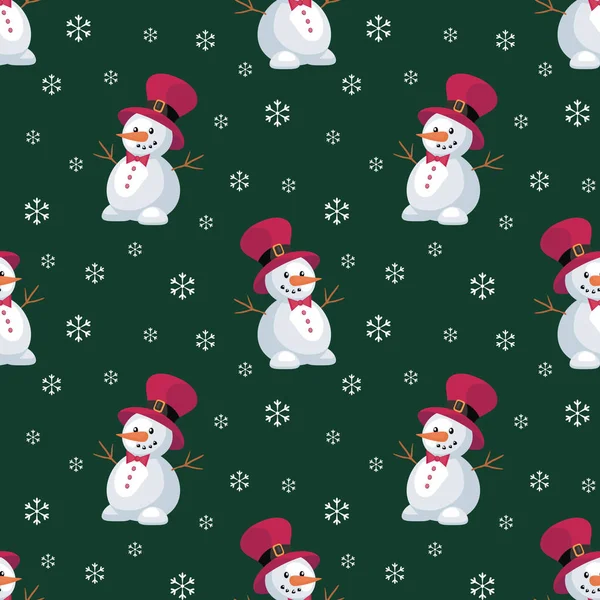 Modèle sans couture Snowmen — Image vectorielle