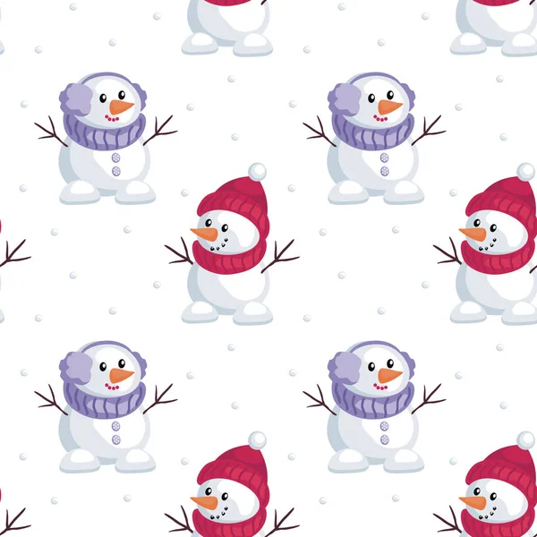 Weinig grappig sneeuwpoppen — Stockvector