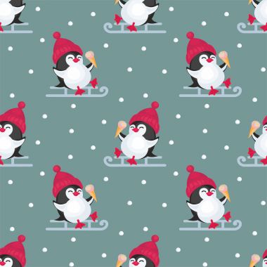 Komik penguenler pürüzsüz desen